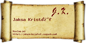 Jaksa Kristóf névjegykártya