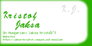 kristof jaksa business card
